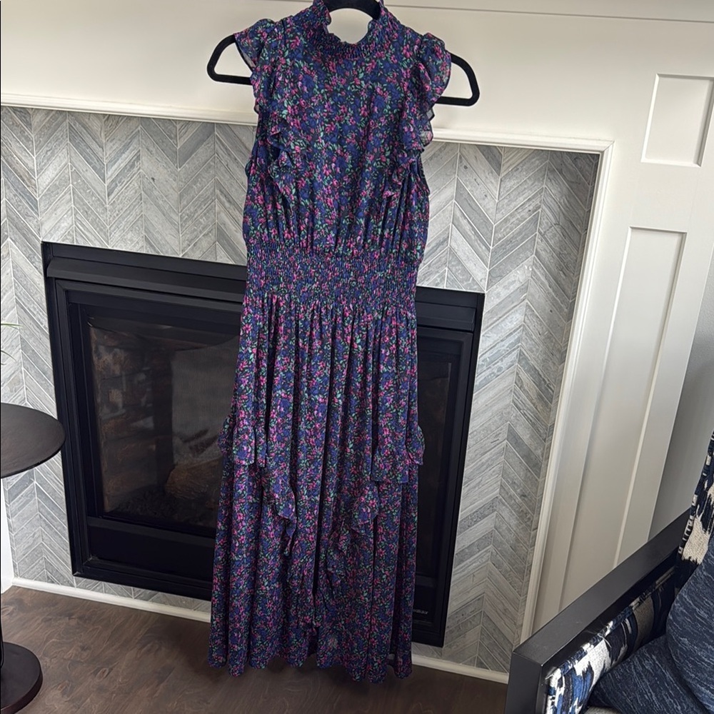 Lulus • Evalina Blue Ruffle Maxi Dress Small - Picture 2 of 6